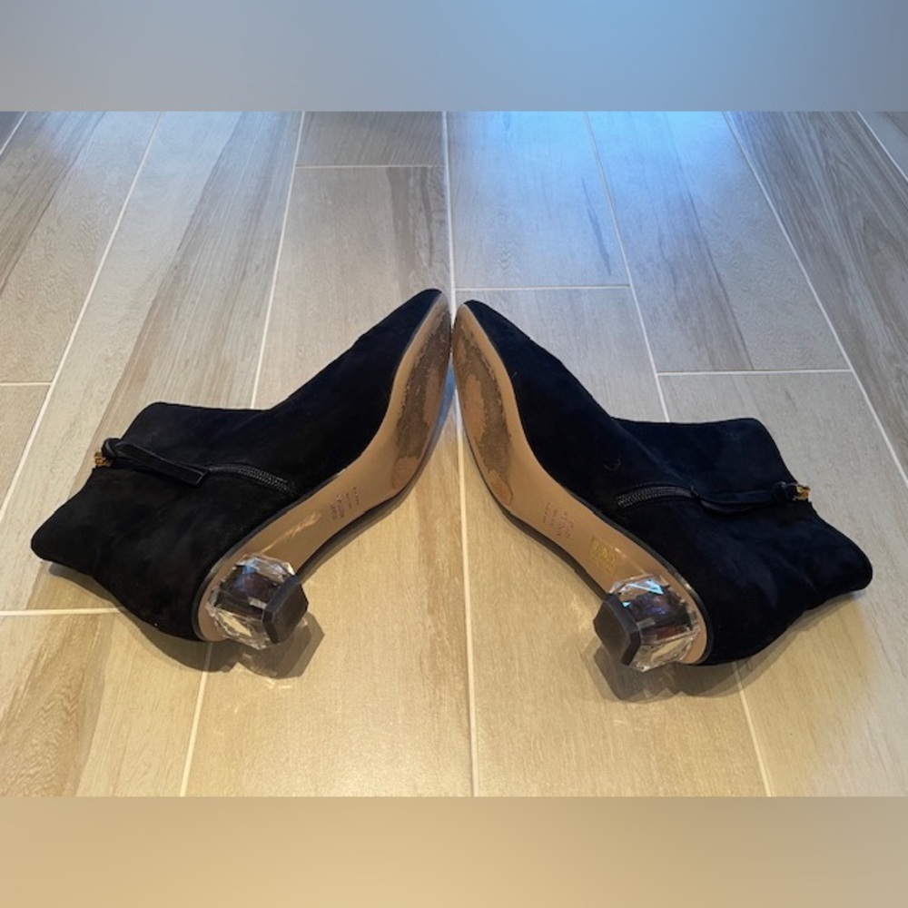 Stuart Weitzman The Dark Star Black Ankle Boots with Gem Heel - Picture 6 of 9